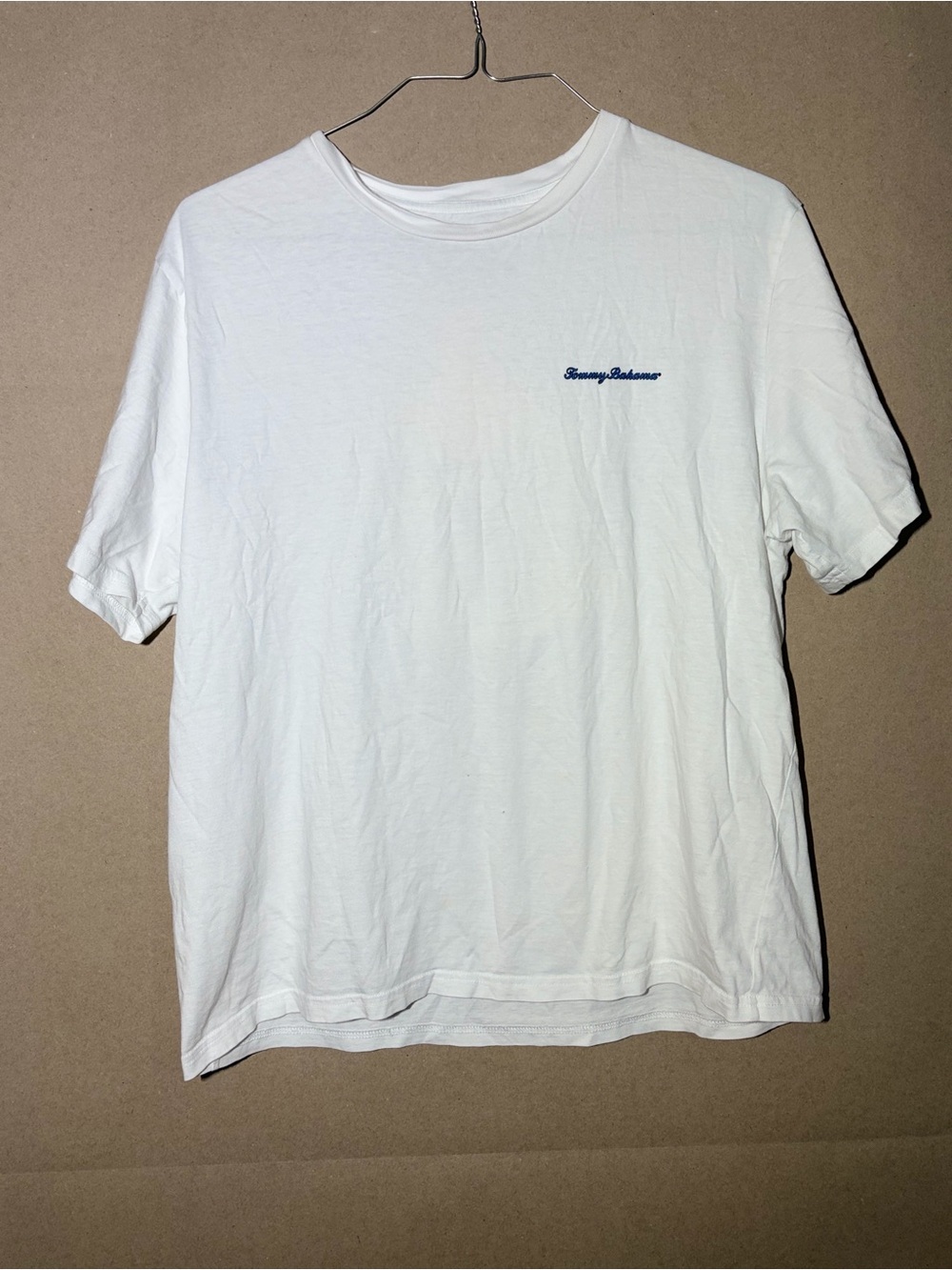 Tommy Bahama White Short-Sleeve Tee with Navy Logo